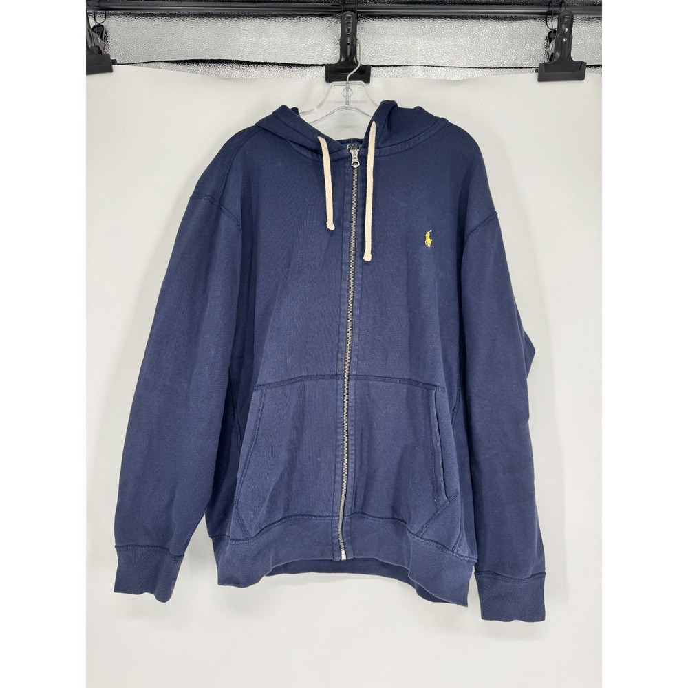Polo Ralph Lauren Hoodie XL Tall XLT Navy Heavyweight Jacket Waffle Knit Hood